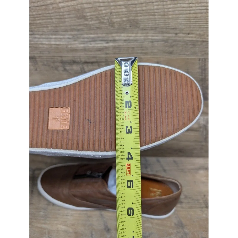 Frye‎ Brown Leather Zip Slip-On Sneakers Women's 10 Minimalist Casual